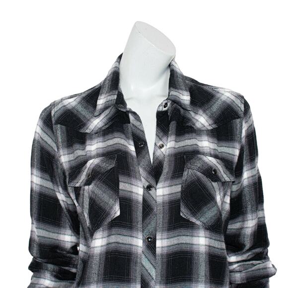 Rails Black Grey Plaid JAXTON Flannel Shirt size Small - Picture 7 of 9